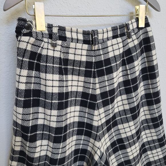 Vintage Gap Wool Plaid Shorts Womens Large Black Cream Bermuda High Waist - Picture 13 of 14